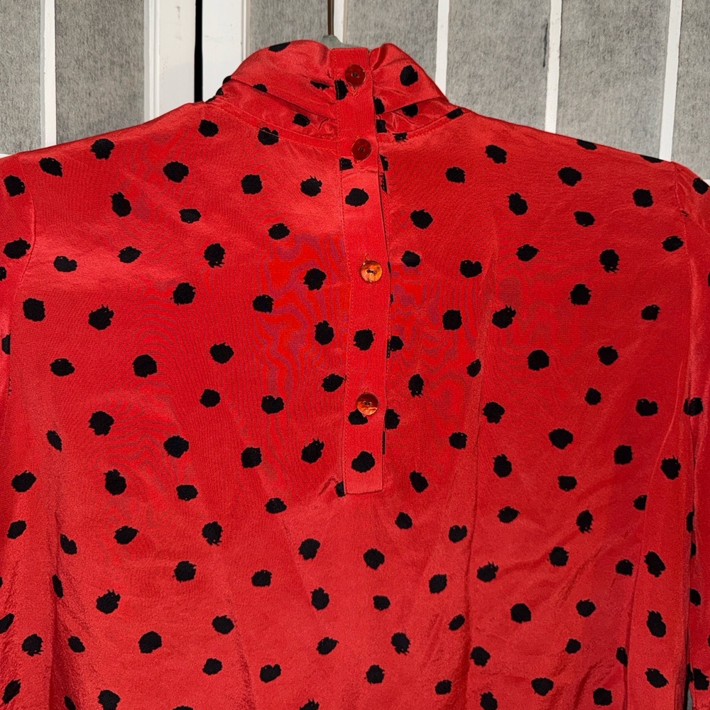 LAN JAENICKE RED POLKA DOT BLOUSE WITH BOW❤️ - Picture 2 of 11